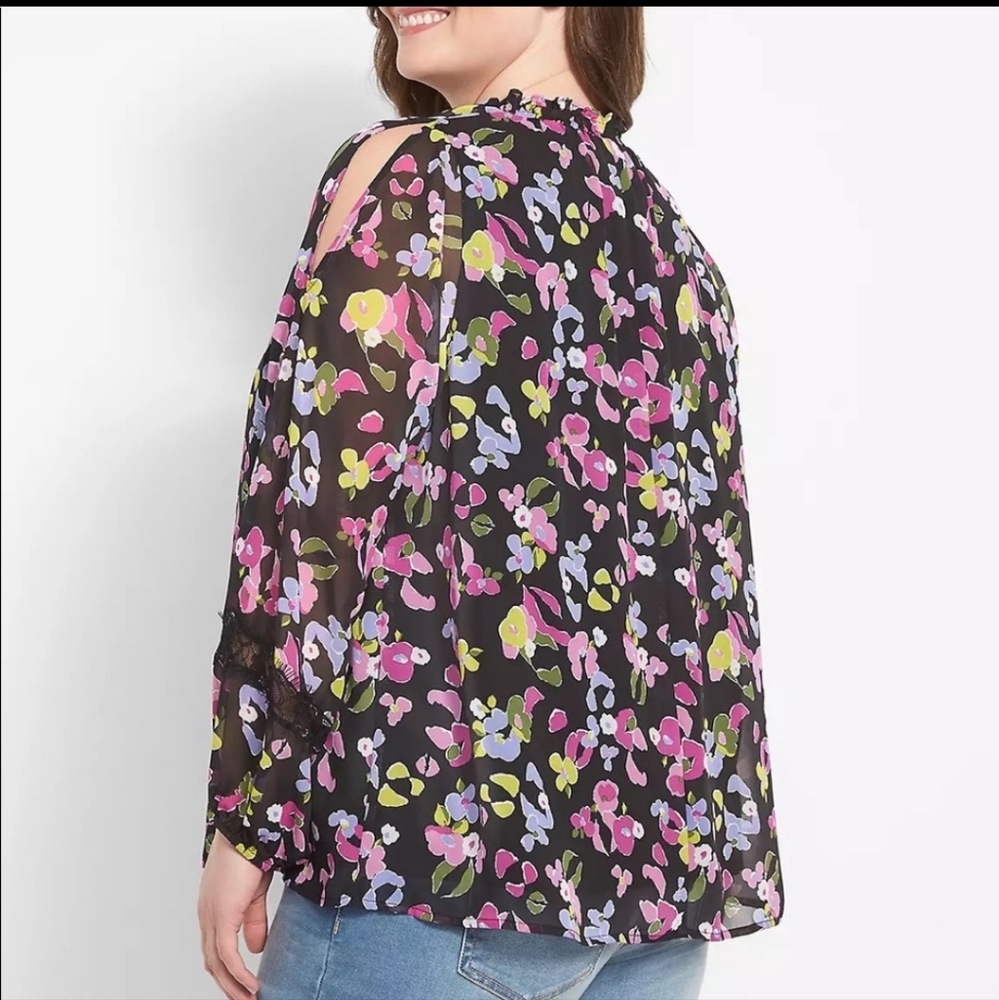 LANE BRYANT Mock Neck Cold Shoulder Top 16